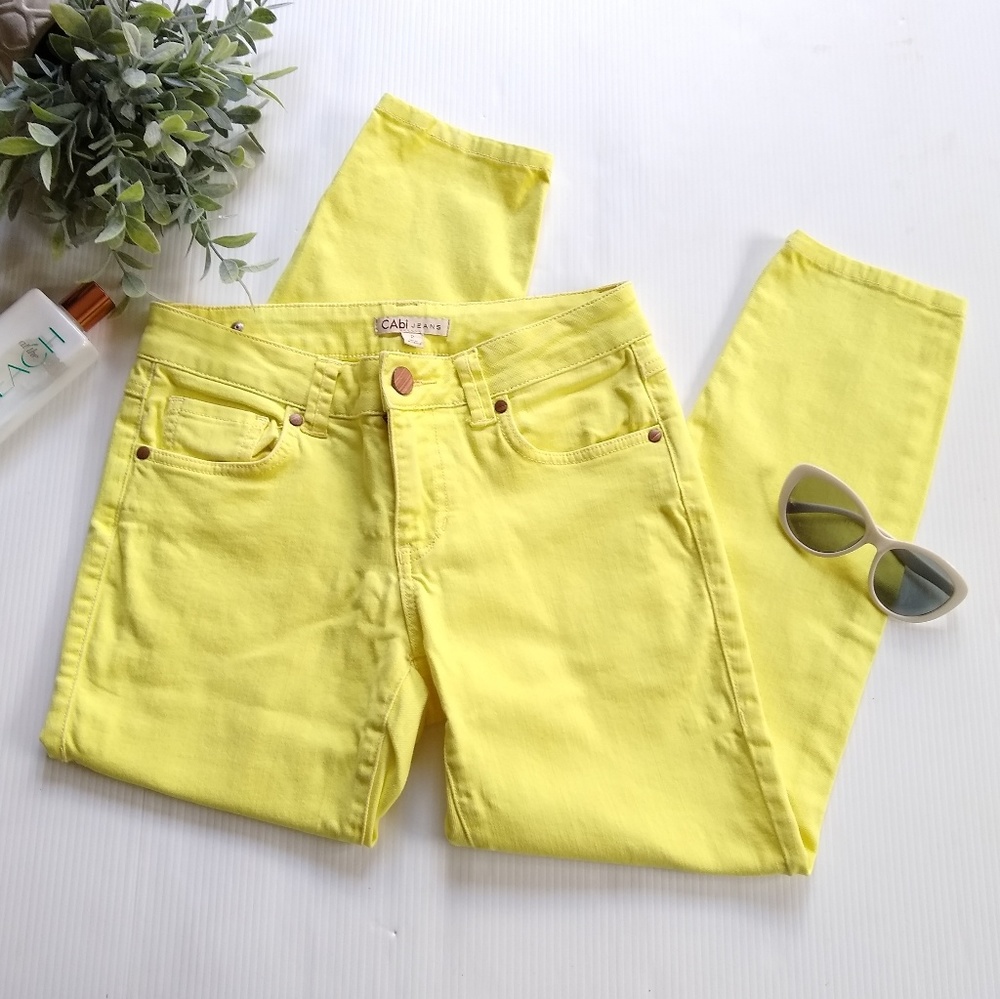 CABI #760 limon Bree cropped straight leg jeans - Picture 2 of 8